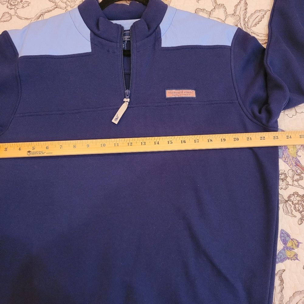 Vineyard Vines Men's 1/4 Zip-Up Sweater in Navy and Light Blue Sz Small - Picture 10 of 14
